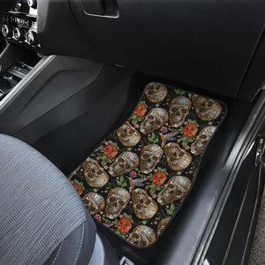 Skull Rose Humming Bird Flower Pattern Front Car Mats