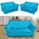 Airplane Destinations Blue Background Loveseat Couch Slipcover