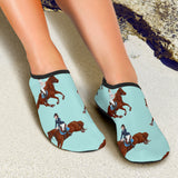 Horses Running Horses Rider Pattern Aqua Shoes