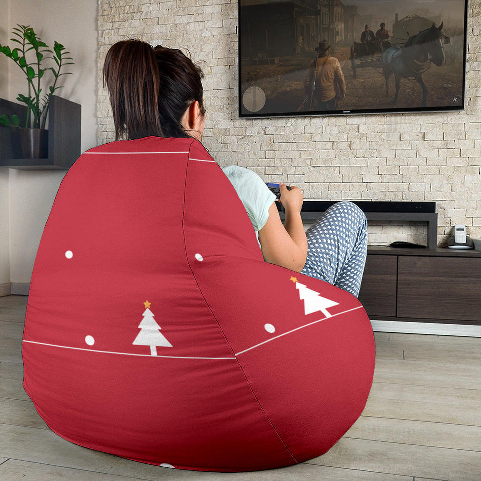 Christmas Tree Star Snow Red Background Bean Bag Cover