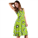 Slices Of Lime Design Pattern Sleeveless Midi Dress