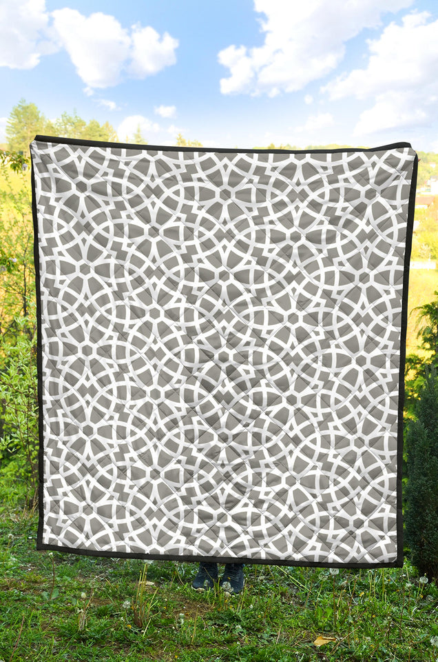 Arabic Gray Pattern Premium Quilt