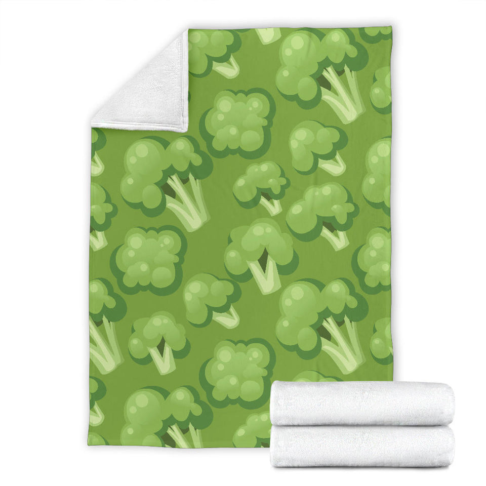 Broccoli Pattern Green Background Premium Blanket