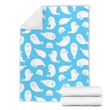 Cute White Sea Lion Seals Pattern Premium Blanket