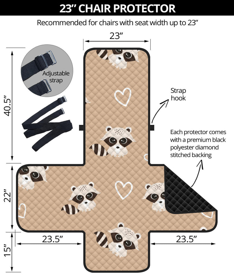 Cute raccoon heart pattern Chair Cover Protector