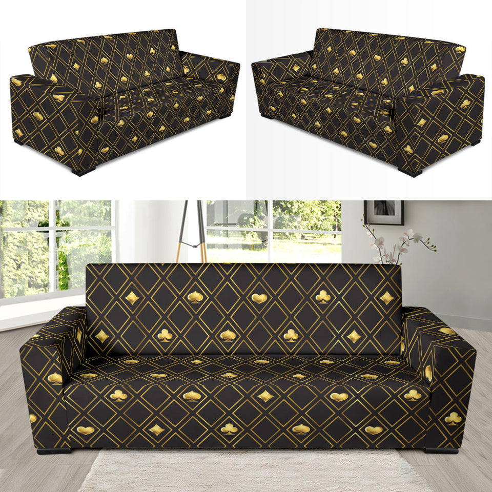 Casino Cards Suits Pattern Print Design 01 Sofa Slipcover
