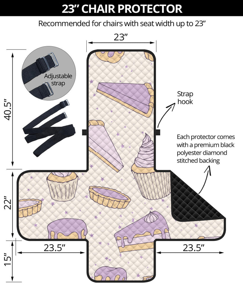 Cakes pies tarts muffins and eclairs purple blueberry topping pattern Chair Cover Protector