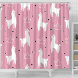Llama Alpaca Pink Background Shower Curtain Fulfilled In US