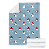 Cute Penguin Christmas Snow Pattern Premium Blanket