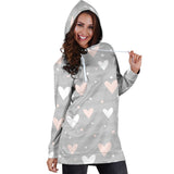 Heart Pattern Gray Background Women'S Hoodie Dress