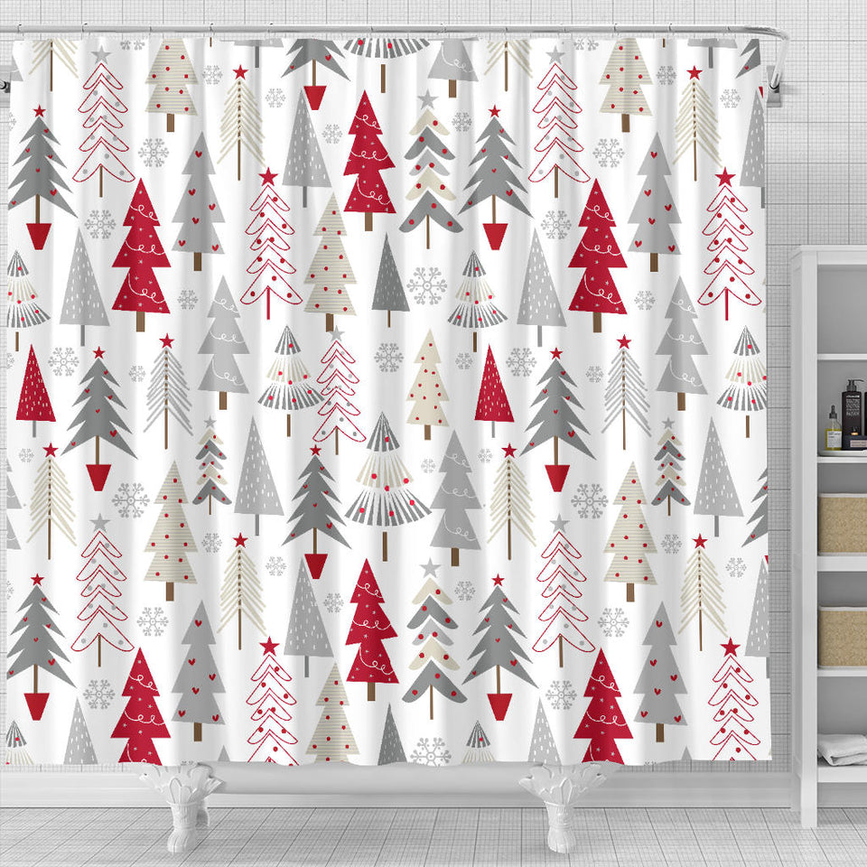 Cute Christmas Tree Pattern Shower Curtain Fulfilled In US