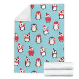 Cute Penguin Christmas  Design Pattern Premium Blanket