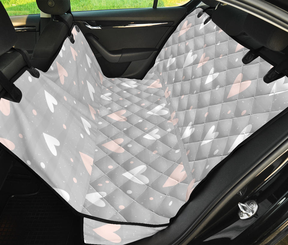 Heart Pattern Gray Background Dog Car Seat Covers