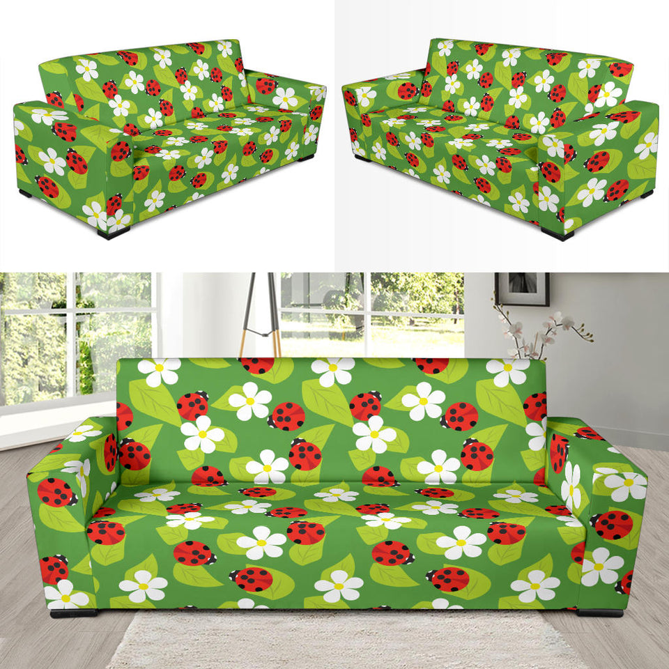 Ladybug Pattern Print Design 01 Sofa Slipcover