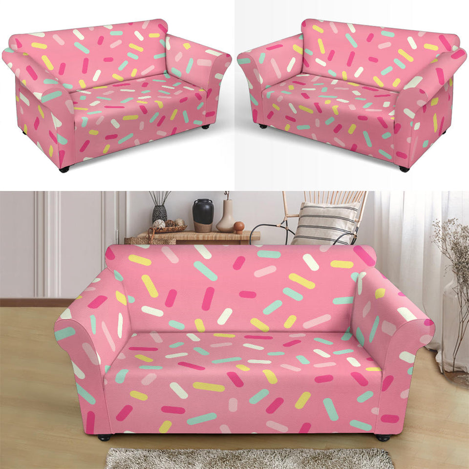 Pink Donut Glaze Candy Pattern Loveseat Couch Slipcover