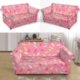 Pink Donut Glaze Candy Pattern Loveseat Couch Slipcover