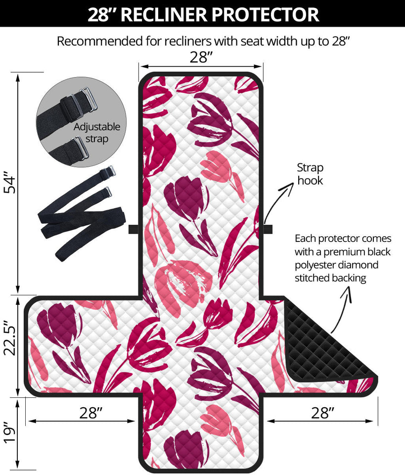 pink sketch tulip pattern Recliner Cover Protector