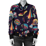 Colorful Mushroom Pattern Women'S Bomber Jacket
