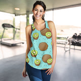 Kiwi blue background Women Racerback Tank Top