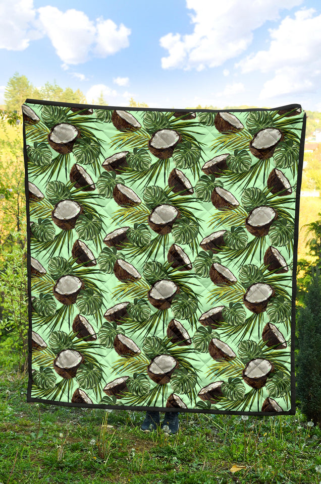 Coconut Pattern Print Design 02 Premium Quilt