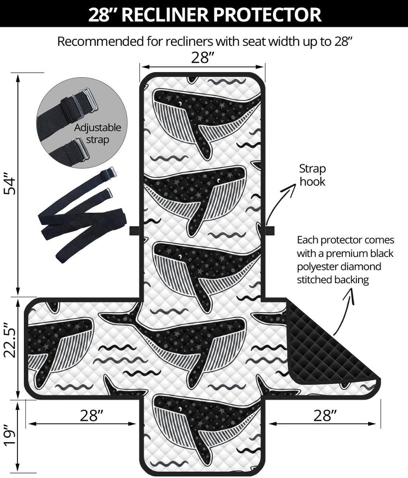 Black whale pattern Recliner Cover Protector