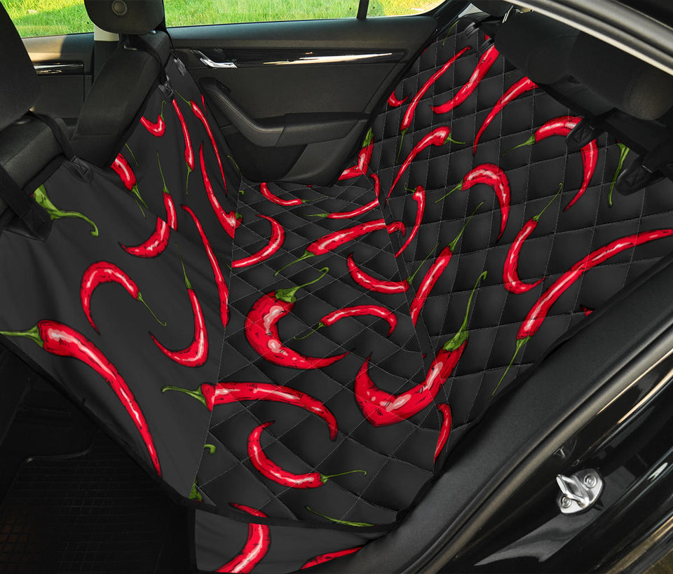 Chili Peppers Pattern Black Background Dog Car Seat Covers