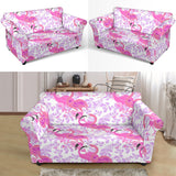 Pink Flamingo Flower Pattern Loveseat Couch Slipcover