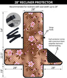 Pink sakura cherry blossom drak brown background Recliner Cover Protector
