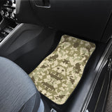 Light Green Camo Camouflage Pattern Front And Back Car Mats