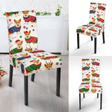 Corgi Christmas Pattern Dining Chair Slipcover