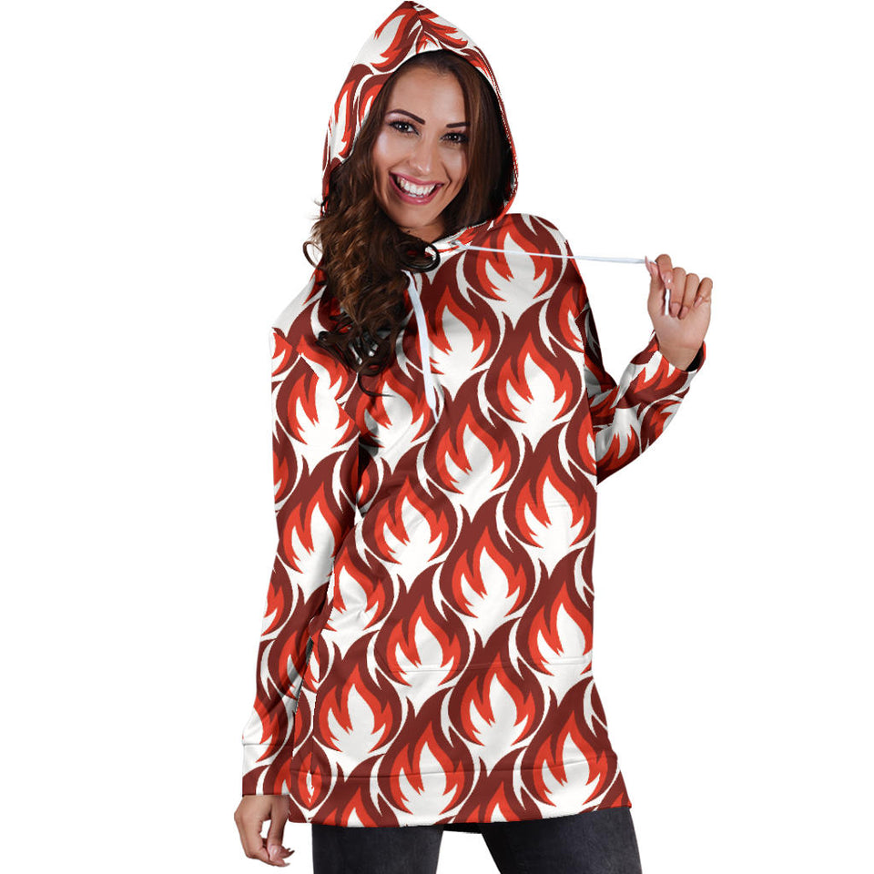 Fire Flame Symbol Design Pattern Women'S Hoodie Dress