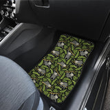 Cute Sloths Tropical Palm Leaves Black Background Front Car Mats