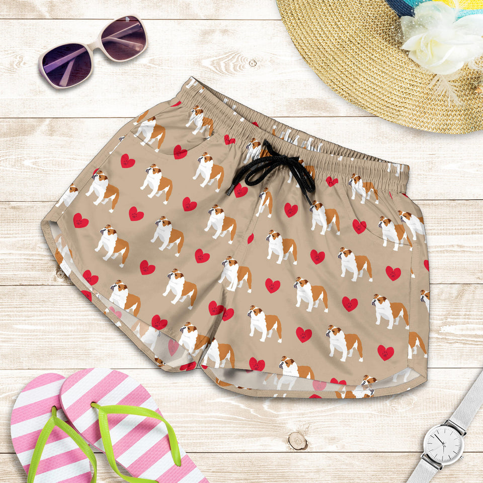English Bulldog Pattern Print Design 05 Women Shorts