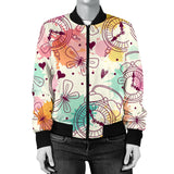 Clock Butterfly Pattern Women'S Bomber Jacket