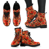 Fire Flame Pattern Leather Boots
