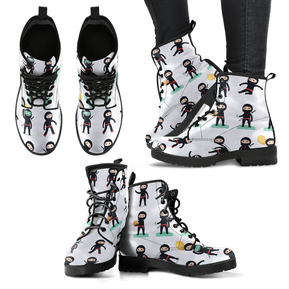 Cute Ninja Katana Sword Pattern Leather Boots