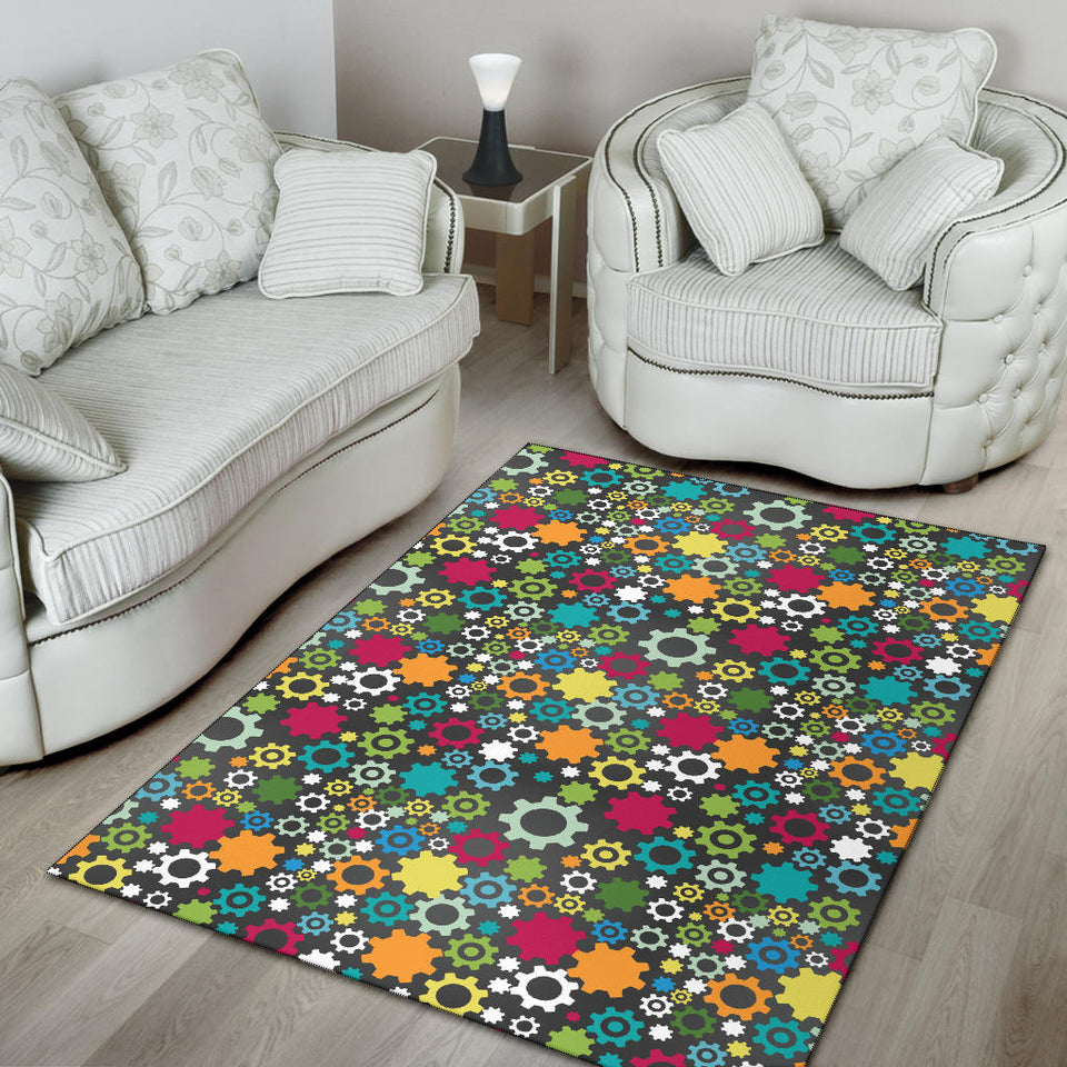 Gear Pattern Print Design 03 Area Rug
