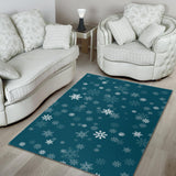 Snowflake Pattern Dark Background Area Rug