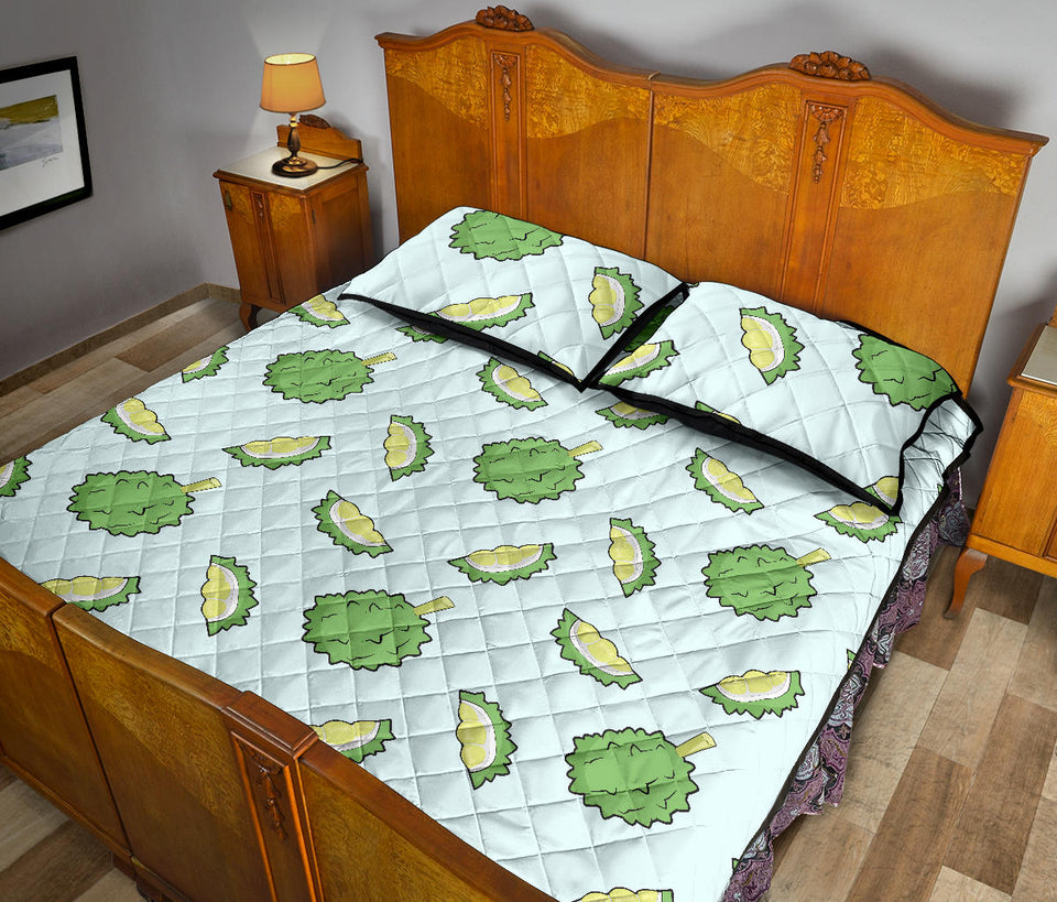 Durian pattern blue background Quilt Bed Set
