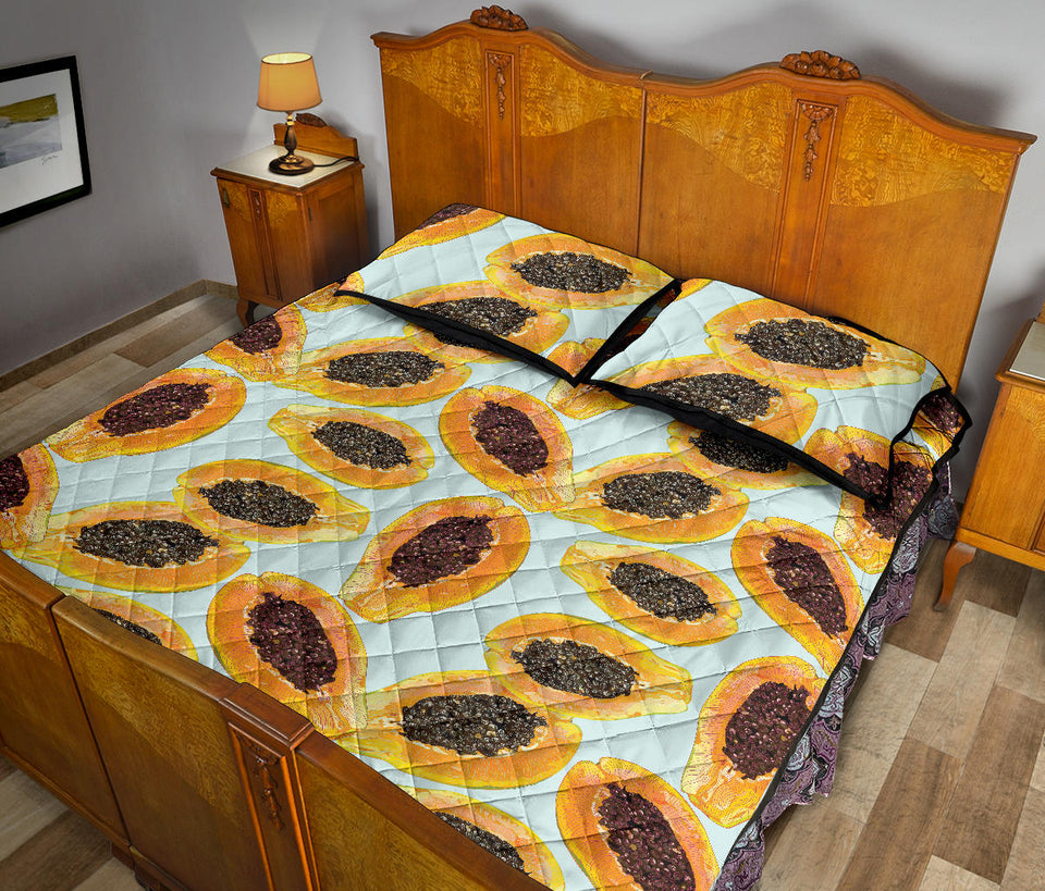 Watercolor papaya pattern Quilt Bed Set