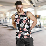 white swan blooming flower pattern Men Tank Top