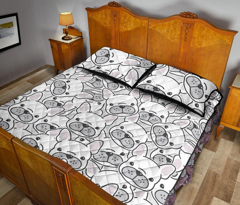 Cute french bulldog head pattern Quilt Bed Set