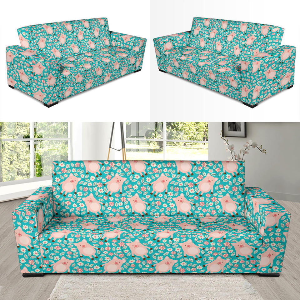Pig Pattern Print Design 01  Sofa Slipcover