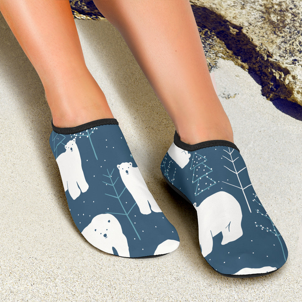 Polar Bear Mother Her Child Pattern Aqua Shoes