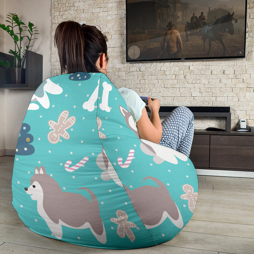 Christmas Cute Siberian Husky Puppie Pattern Bean Bag Cover