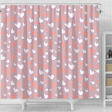 Coral White Heart Pattern Shower Curtain Fulfilled In US