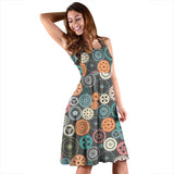 Gear Pattern Print Design 05 Sleeveless Midi Dress