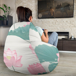 Pink Lotus Waterlily Leaves Pattern Bean Bag Cover