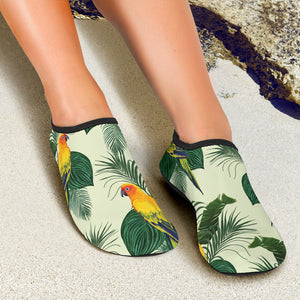 Beautiful Parrot Palm Leaves Pattern Aqua Shoes