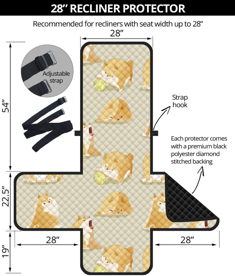Cute fat shiba inu dog pattern Recliner Cover Protector